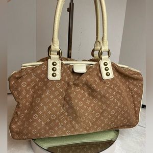 LV Monogram Mini Lin Canvas Trapeze GM Satchel Bag